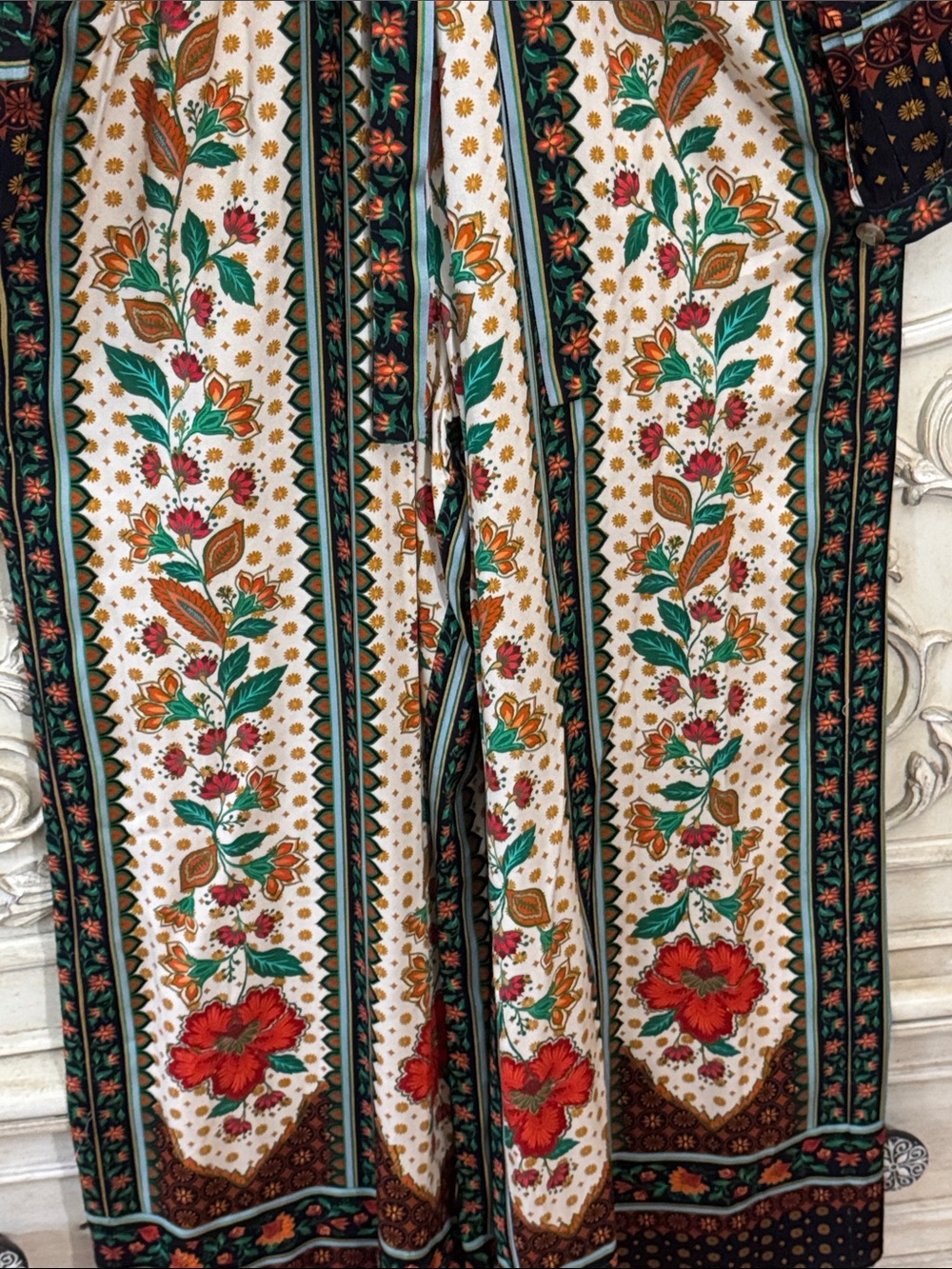 Farm Rio x New Anthropologie Cotton Boho Floral Jumpsuit Long Sleeve S-S - Picture 10 of 16
